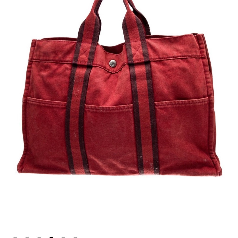 Hermès Red Toile Officier Canvas Tote